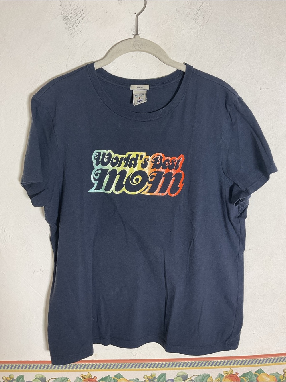 Old Navy Y2K Vintage World’s Best Mom Graphic Tee Navy Blue Size L